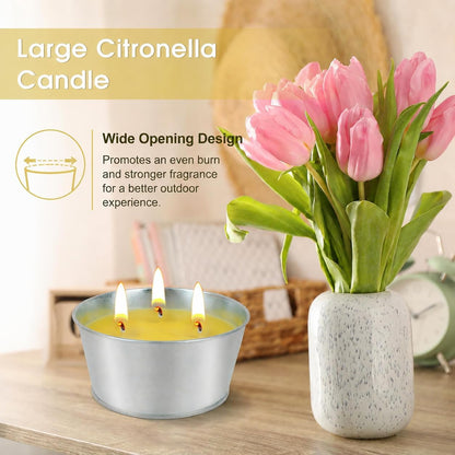 Large Citronella Candles Outdoor - Lemongrass Scented Candle Set 2 Pack Natural Wax Bucket Citronella Candles up to 180 Hours for Garden Patio Yard Home Balcony Camping Backyard Jar Candles2