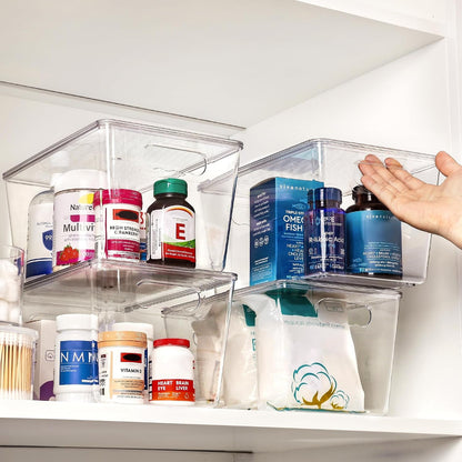 6 Pack Clear Stackable Storage Bins with Lids and Handles, Large6