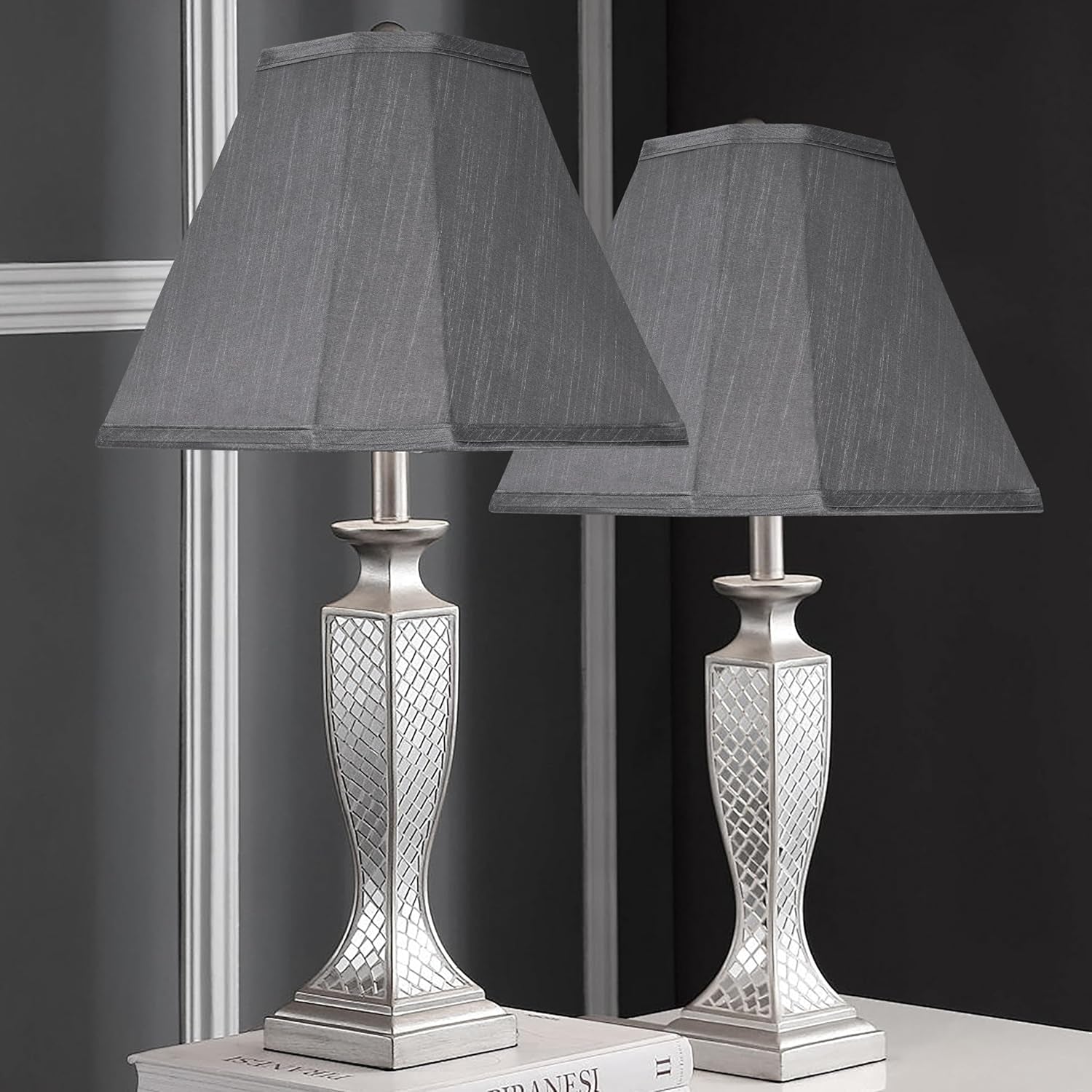 bell-lamp-shade-set-of-2-6-5-x-13-x-10-5-grey-fabric-lampshade-retro-scalloped-lamp-shade-for-table-lamps-floor-lamps-replacement-spider-fitter-easy-assembly
