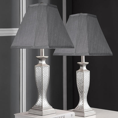 Bell Lamp Shade Set of 2,6.5" X 13" X 10.5",Grey Fabric Lampshade | Retro Scalloped Lamp Shade for Table Lamps,Floor Lamps Replacement,Spider Fitter,Easy Assembly4