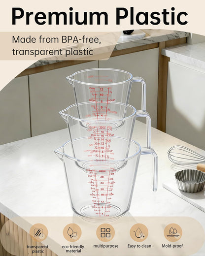 Measuring Cups, Plastic Measuring Cups Set of 3-1000Ml, 600Ml, 300Ml4