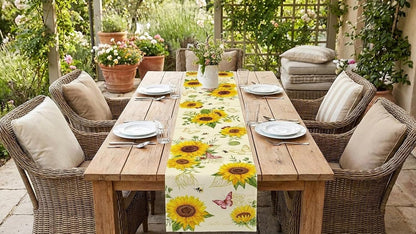 Sunflower Table Runner, Butterfly & Bee 13X72 Inch Floral Farmhouse Decor5