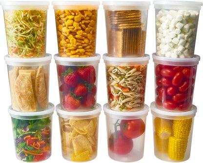 '- Deli Food Storage Containers with Lids 32 Oz, Quart Pack of 24 Leak-Proof Freezer Safe Microwaveable Soup Storage Container - Clear Plastic Premium Quality1