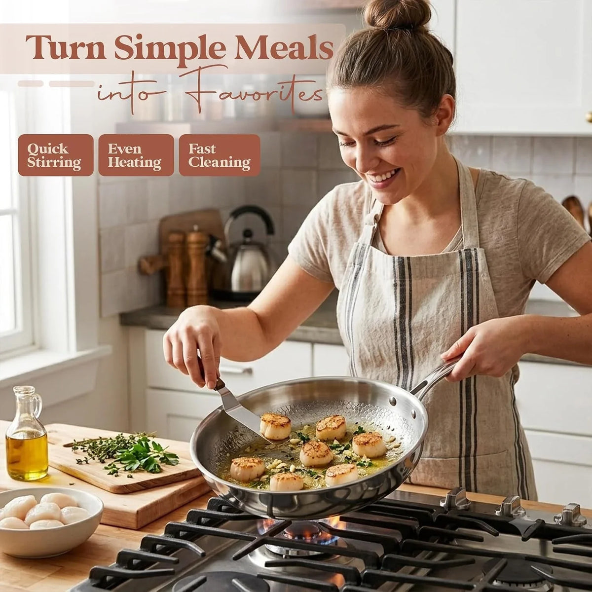 titanium-frying-pan-hammered-non-stick-skillet-with-glass-lid-4-spatulas-pfas-pfoa-ptfe-free-tri-ply-stainless-steel-induction-oven-safe-dishwasher-safe-cookware