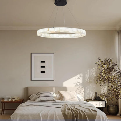 Alabaster Chandelier Spanish Natural Marble round D30In Chandeliers, Modern Living Room Chandelier, Stone Pendant Light Fixture, Dimmable Chandeliers for Dining, Entryway, Foyer, Hallway5