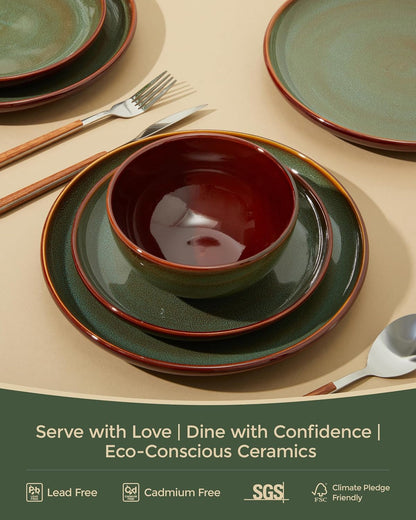 Ceramic Dinnerware Sets for 8, 24Pcs Plates and Bowls Sets Dish Set3