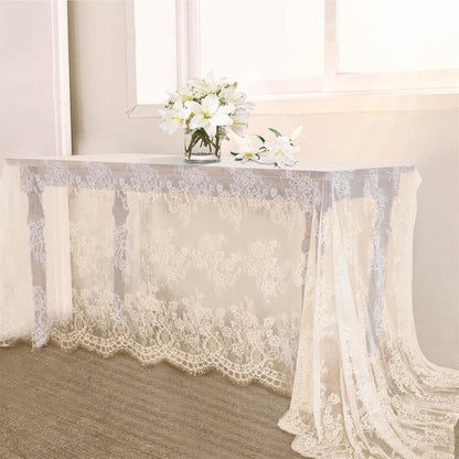 2 Pieces 60X120 Inch Table Cloth Farmhouse Rustic Tablecloth for Bridal Shower Ivory Flower Table Linen Spring Outdoor Decorations1
