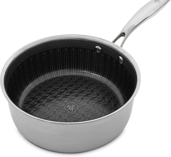 Hell’S Kitchen Hybrid 2.5 Qt Saucepan with Lid, Tri-Clad Stainless Steel, Pfas-Free Ceramic Nonstick, No PFOA, PTFE, Teflon, Non Toxic Cookware, Metal Utensil Resistant, All Cooktops and Oven Safe | Small Pot with Lid, Tri Clad Stainless Steel, PFAS Free Ceramic Nonstick, All Cooktops, Oven Safe6