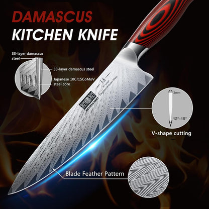 Knife Set with Block, 7PCS Damascus Knife Set with Sharpener | 67 Layers Damascus Steel, Professional Kitchen Knife Set with Ergonomic G10 Handle, Razor Sharp Chef Knife & Gift Box3