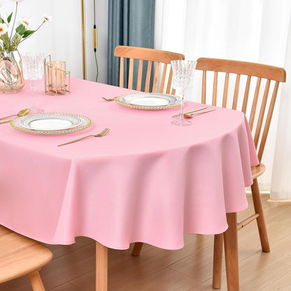 Oval Tablecloth 60 X 102 in Polyester Fabric Tablecloths, Pink1