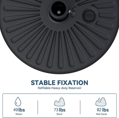 82Lb Capacity Outdoor Umbrella Base Water Filled Stand, Patio Umbrella Base Stand, Patio Outdoor Heavy Duty Umbrella Holder Stand (Black)6