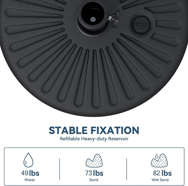82Lb Capacity Outdoor Umbrella Base Water Filled Stand, Patio Umbrella Base Stand, Patio Outdoor Heavy Duty Umbrella Holder Stand (Black)6