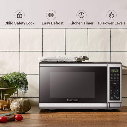 BLACK+DECKER Countertop Microwave Oven, 0.7 Cu.Ft, 700W, Stainless Steel3
