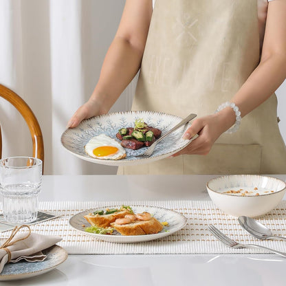 DOMICREVERY Ceramic Dinnerware Sets for 4, 12 Pcs Plates and Bowls Sets6