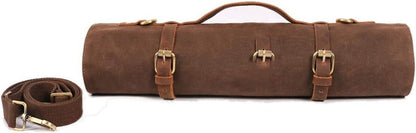 Large Chef’S Knife Roll Bag,Heavy Duty Waxed Canvas Knife Carrier,11 Pockets Kitchen Cooking Tools Storage Case, Easily Carried by Shoulder Strap Forprofessional Chefs,Culinary School Students1