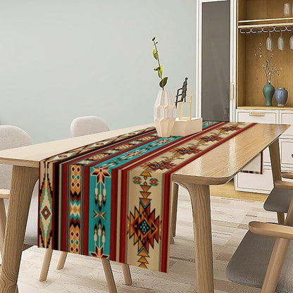 Aztec Table Runner,Vintage Southwest Ethnic Geometric Triditional Table Runner for Kitchen Farmhouse Wedding Party Holiday Dinner Home, 13"X36"2