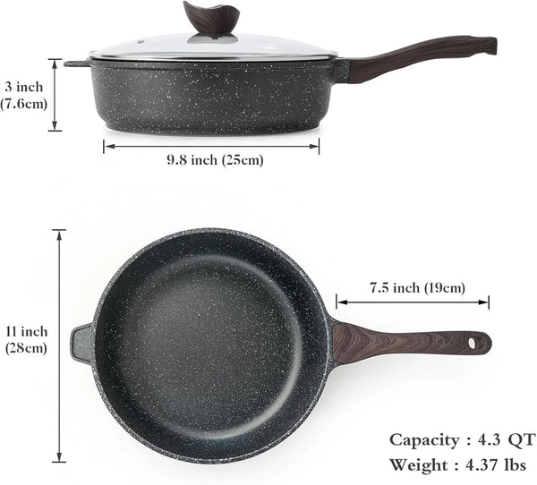 Nonstick Deep Frying Pan Skillet with Lid, 11 Inch | Saute Pan, Healthy, Induction Compatible, PFOA Free7