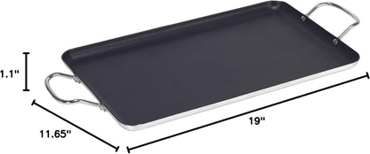 Double Burner Griddle Non-Stick 20-Inch, Black | Nonstick Coated Surface, Dual Side Handles, Ideal for Breakfast Foods, Perfect for Gatherings9