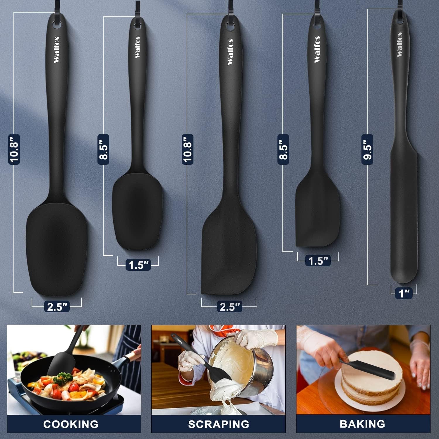 600-f-high-heat-resistant-silicone-spatula-set-of-5-food-grade-rubber-spatula-set-for-baking-cooking-mixing-bpa-free-non-stick-and-dishwasher-safe-black
