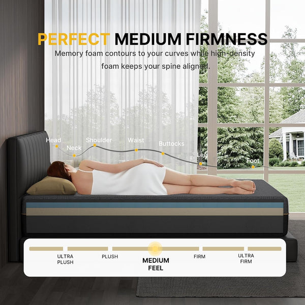 10 Inch Queen Mattress Cooling Memory Foam Mattresses, Medium Firm5