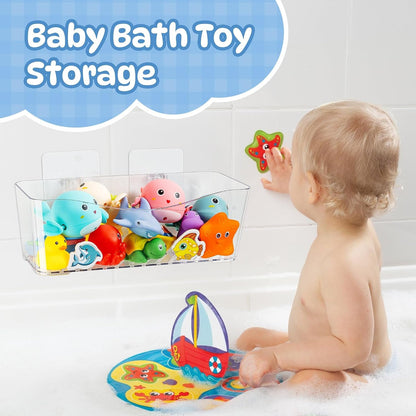 Bath Toy Storage Holder, 2 Pack Clear Bathtub Organizer7