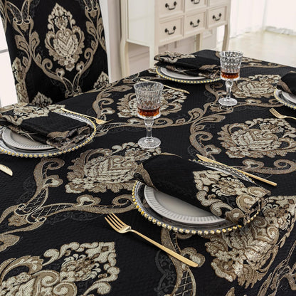 Black Rectangle Tablecloth Jacquard Fabric 60 X 104 Inches6