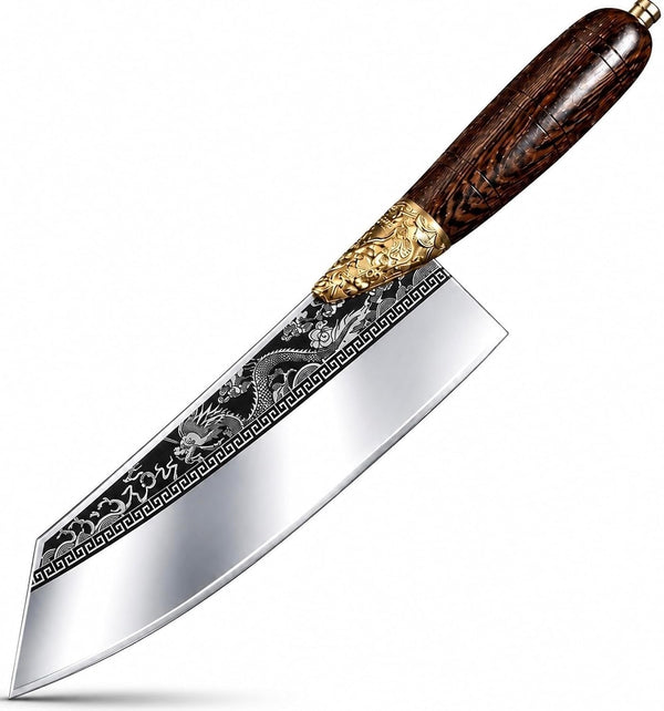 Dragon Engraved Chef Knife – Unique Gift for Men, Chefs & Collectors | 8.5" Razor-Sharp Japanese-Style Kitchen Knife, Mirror-Polished Stainless Steel Blade, Rosewood Handle & Premium Gift Box1