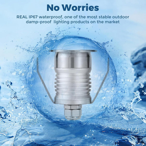 Outdoor Recessed LED Lights, 1 Watt Soffit & Deck Riser Lighting Flush Mount, 12V-24V Low Voltage Landscape in Ground Well Light, IP67 Waterproof, 5000K Daylight White, 6 Pack3