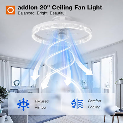 20" Ceiling Fans with Lights and Remote, Low Profile Fandelier6