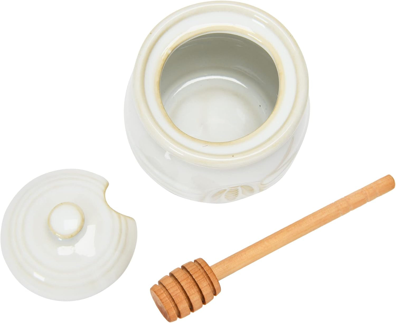 creative-co-op-farmhouse-embossed-stoneware-honey-pot-with-wood-honey-dipper-white