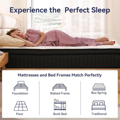 Queen Mattress, Mattress Queen Size 14 Inch in a Box, Hybrid Queen Size Mattresses Medium Firm Support for Pressure Relief, Breathable & Durable7