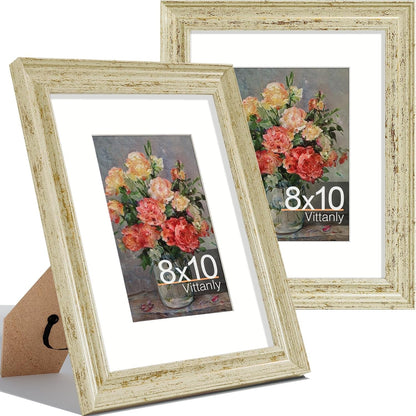 8X10 Picture Frames Set of 2, Vintage Photo Frames, Green Gold1