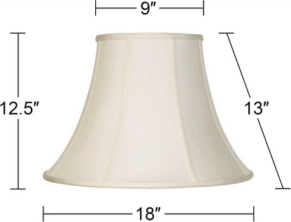 Creme Extra Large Fabric Bell Set of 2 Lamp Shades 9X18X13 (Spider) | 9" Top X 18" Bottom X 13" High Replacement for Table + Floor Lamps Flared Shade Pre-Assembled Cream Harp + Finial Fitting4