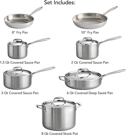 Signature Tri-Ply Clad Stainless Steel 12-Pc Pots and Pans Set | Cookware Kitchen Set, Induction-Ready, Dishwasher-Safe, Nsf-Certified, Made in Brazil3