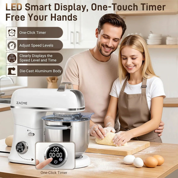 7 Quart Stand Mixer Aluminum Die Casting, 650W 12 Speed Tilt-Head Kitchen Electric Stand Mixer, Household Food Mixer with Stainless Steel Bowl, Dough Hook, Whisk and Beater (Porcelain)3