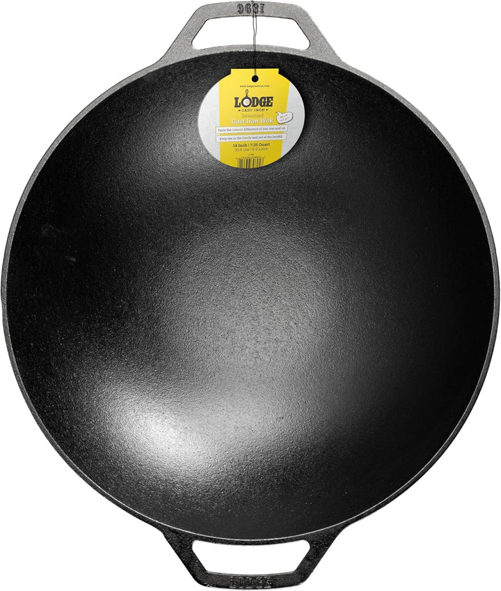 Cast Iron Wok with Dual Loop Handles, PFAS Free, 14 Inches | Pfas-Free Cast Iron Wok for Stir Fry, Searing & Everyday Cooking, Oven & Stovetop Safe, Non-Toxic & Durable