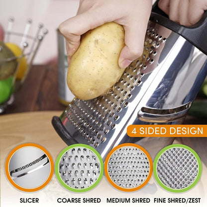 Swivel Vegetable Peeler & Y Peeler with Sharp Stainless Steel Blades & Professional XL Cheese Box Grater - 3 Product Bundle - Black7