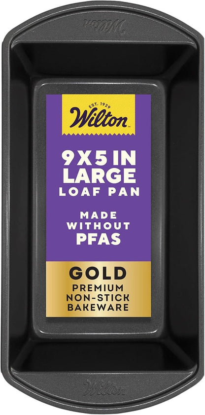 Gold Non-Stick Loaf Pan, Made without PFAS, 9 X 5 In. | Non-Stick Steel with Scratch-Resistant Coating, Resists Warping & Extended Handles, Dishwasher Safe, Perfect for Breads1