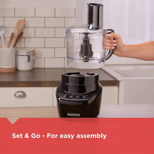 BLACK+DECKER Food Processor and Vegetable Chopper, Stainless Steel Blade, 8-Cup Capacity, 450W Power with Attachments to Shred, Slice, Mince, Grind, and Puree | Food Processor with Easy Assembly, Chopping, Slicing, Shredding, 2 Speeds, Pulse & Dishwasher-Safe.5