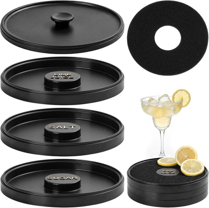 3 Tier Margarita Salt Rimmer Set with Lid, Stackable 3-Tier Glass Rimmer for Cocktail, Salt & Sugar Rimmer for Margaritas, Bloody Marys & Micheladas, Home Bar Accessories1