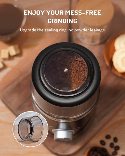 Electric Super Silent Blade Coffee Grinder, Timed Grind Control Rotary Knob, Adjustable Coarse to Fine for Coffee Beans, Spices & Herbs, with 1 Removable Stainless Steel Bowl, Black5