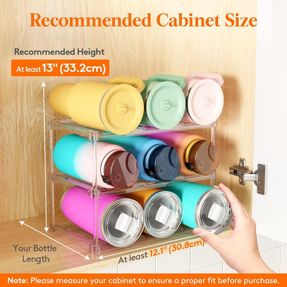 Stackable Water Bottle Organizer, Clear Tumbler Holder for Cabinet3