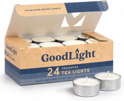 Unscented Tea Lights Candles, 24 Paraffin-Free Tealight Candles1