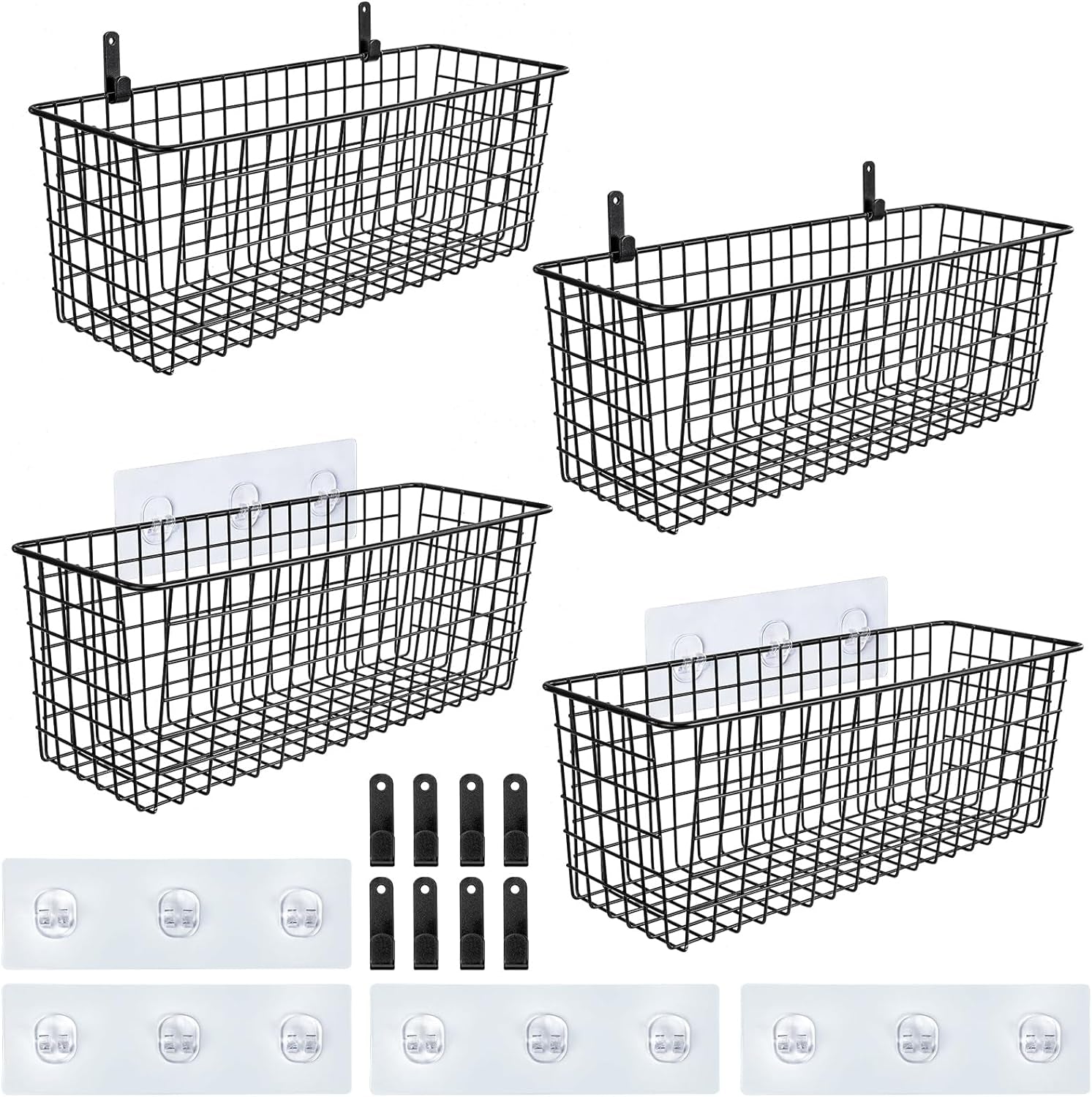 4-set-extra-large-hanging-wall-mount-storage-baskets-with-adhesive-hooks-steel-hooks-multiuse-sturdy-wire-metal-organizing-baskets-for-home-kitchen-bathroom-pantry-utility-organizer-black