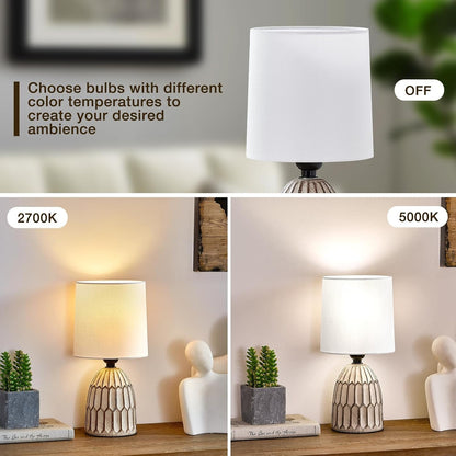Table Lamps Set of 2-13.5" Small Boho Lamp - Bedside Lamps - Farmhouse Rustic Ceramic Table Lamp for Bedroom, Living Room, Nightstand, Office, Side Desk Lamp, End Table Lamp4