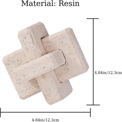 3-Link Knot Resin Travertine Decor, Coffee Table Book Shelf Decoration | Light Beige Entry Table Decor Decorative Objects, Aesthetic Accents for Boho Modern Rustic Office Living Room Home Décor5