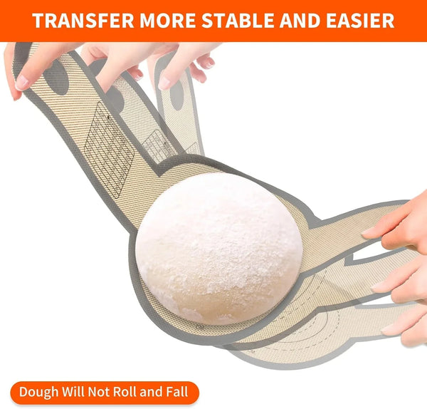 Silicone Bread Sling for Dutch Oven Liners, Non Stick 2 PCS, Easy Clean Reusable Silicone Bread Baking Mat with Long Handles, Easy to Transfer Sourdough Bread, Round3