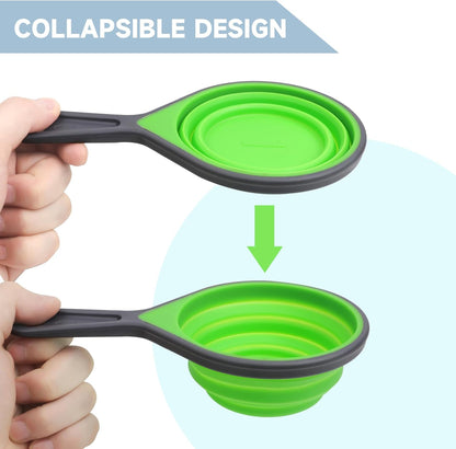 8Pcs Collapsible Silicone Measuring Cups and Spoons Set Soft Portable Adjustable Camper Kitchen Accessories for Liquid Dry Baking Utensils Kitchen Tools Travel Measuring Cup4