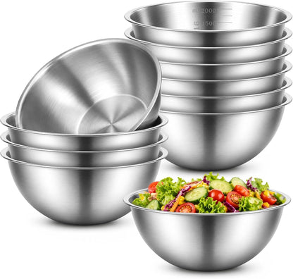 12Pcs Stainless Steel Mixing Bowls with Graduations for Kitchen Home1