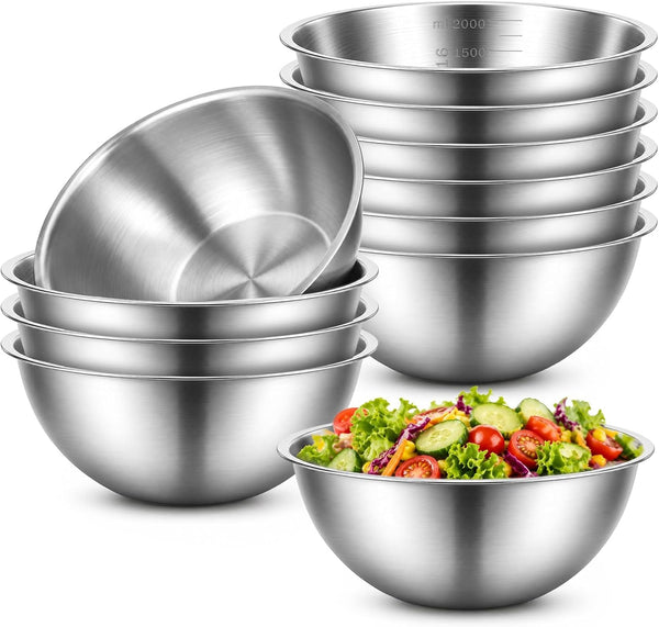 12Pcs Stainless Steel Mixing Bowls with Graduations for Kitchen Home1